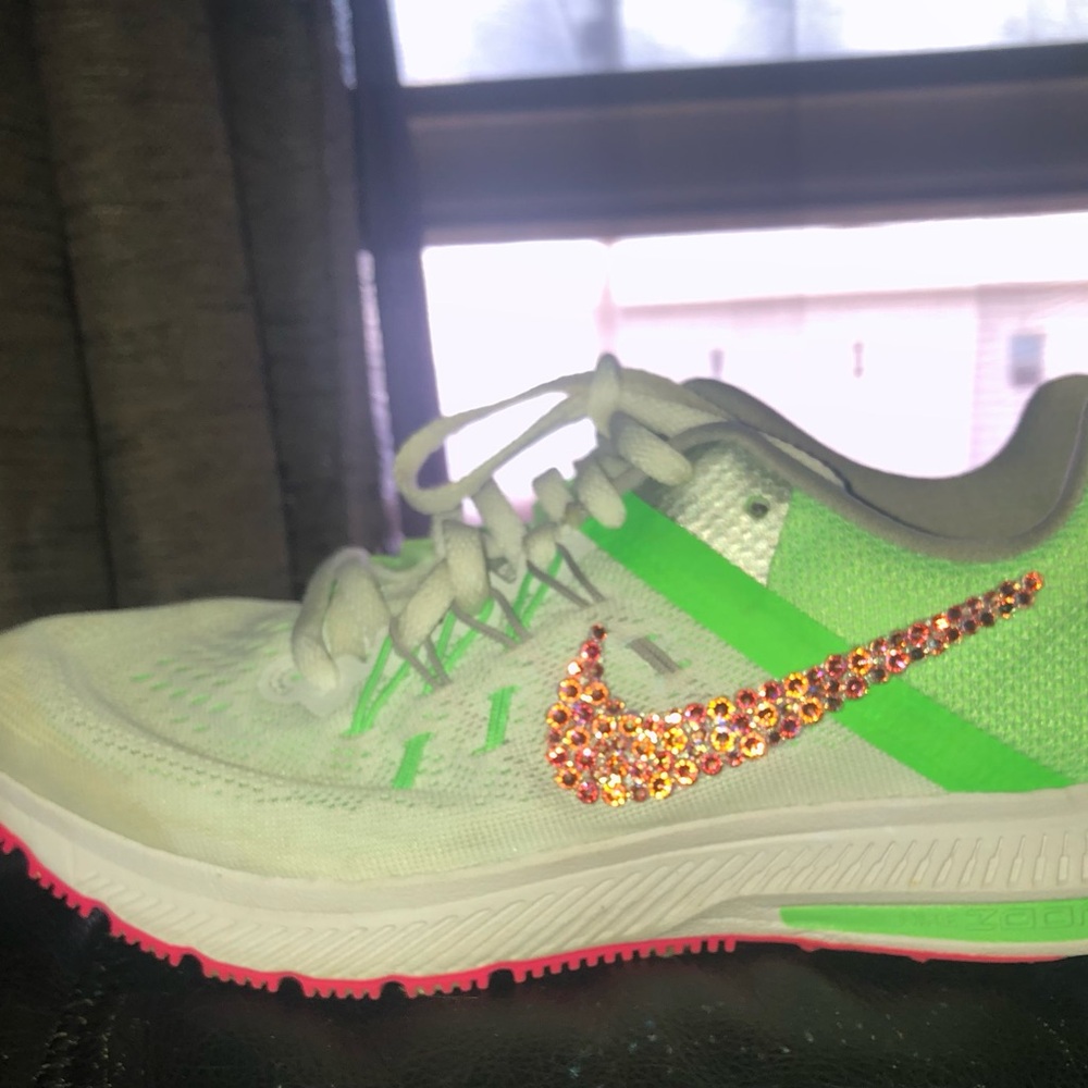 Women's White and Green Athletic Shoes